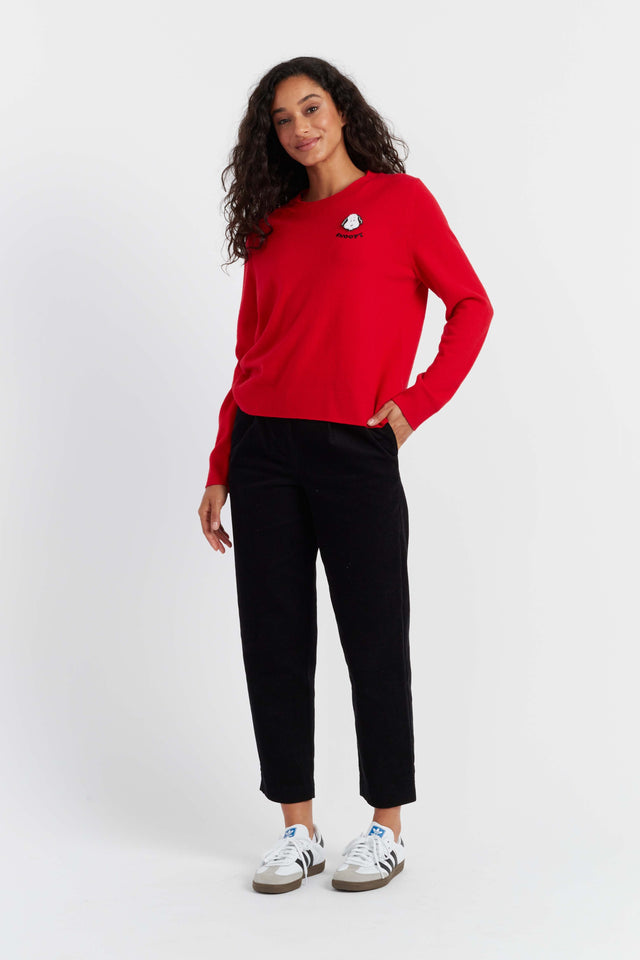 Red Wool-Cashmere Snoopy Badge Sweater image 3
