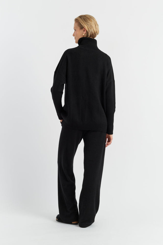 Black Pure Cashmere Wide-Leg Pants image 2