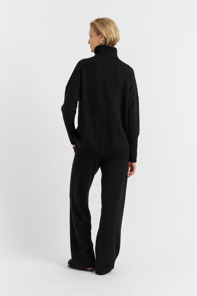 Black Pure Cashmere Rollneck Sweater