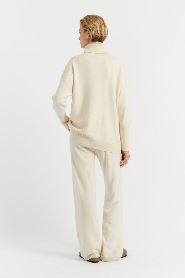 Cream Pure Cashmere Rollneck Sweater image 2