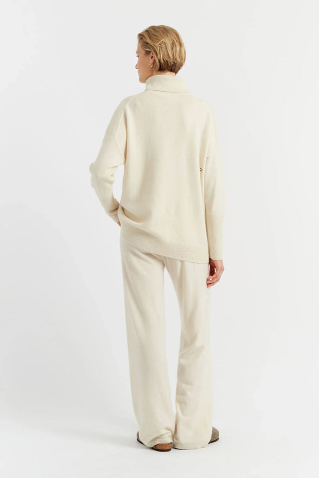 Cream Pure Cashmere Rollneck Sweater image 3