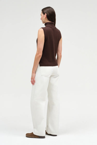 Chocolate Wool-Cashmere High-Neck Tank