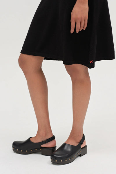 Black Wool-Cashmere Wide-Sleeve Dress