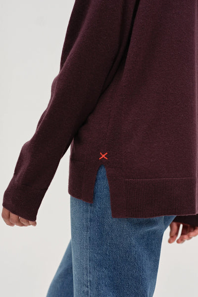 Aubergine Wool-Cashmere Relaxed Rollneck Sweater