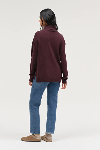 Aubergine Wool-Cashmere Relaxed Rollneck Sweater