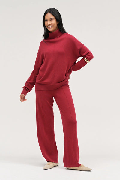 Cherry Wool-Cashmere Relaxed Rollneck Sweater