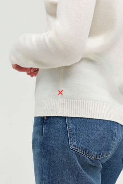 Cream Wool-Cashmere Polo Sweater