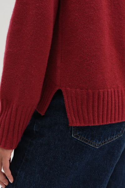 Cherry Pure Cashmere Relaxed Rollneck Sweater