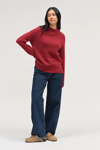 Cherry Pure Cashmere Funnel Neck Sweater