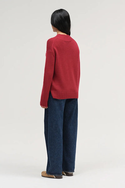 Cherry Pure Cashmere Funnel Neck Sweater