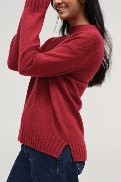 Cherry Pure Cashmere Funnel Neck Sweater