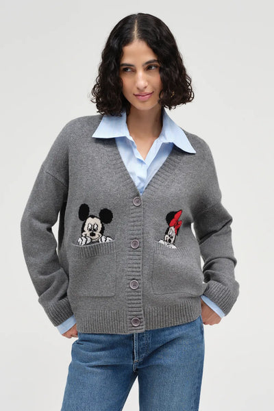 Grey Wool-Cashmere Disney Peek Pocket Cardigan