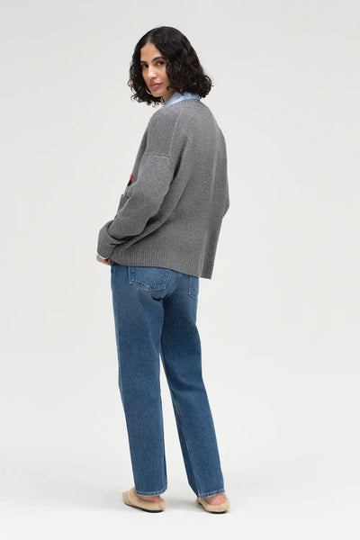 Grey Wool-Cashmere Disney Peek Pocket Cardigan