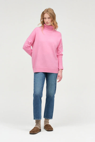 Flamingo-Pink Pure Cashmere Rollneck Sweater