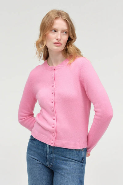 Flamingo-Pink Pure Cashmere Camille Cardigan