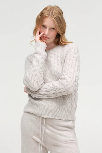 Chinchilla Pure Cashmere Cable Sweater