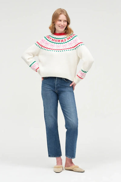 Cream Wool-Cashmere Let's Be Merry Sweater