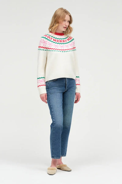 Cream Wool-Cashmere Let's Be Merry Sweater