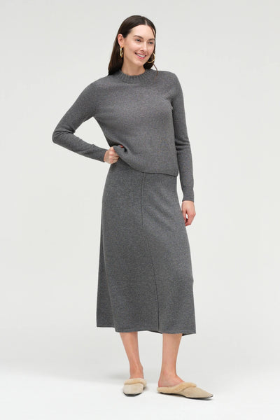 Grey Wool-Cashmere Midi Skirt
