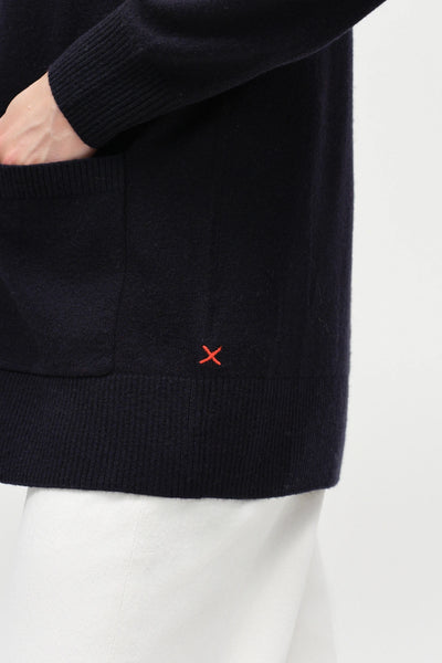 Navy Wool-Cashmere Long Cardigan