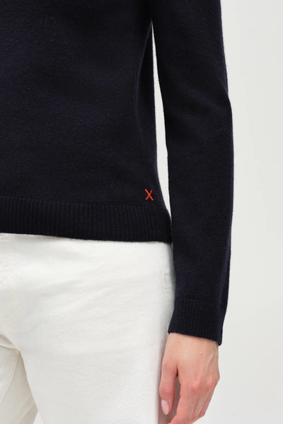 Navy Wool-Cashmere Polo Sweater