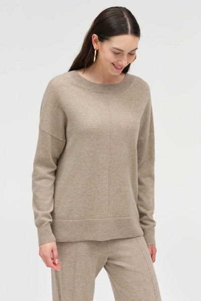 Warm-Oatmeal Pure Cashmere Slouchy Sweater