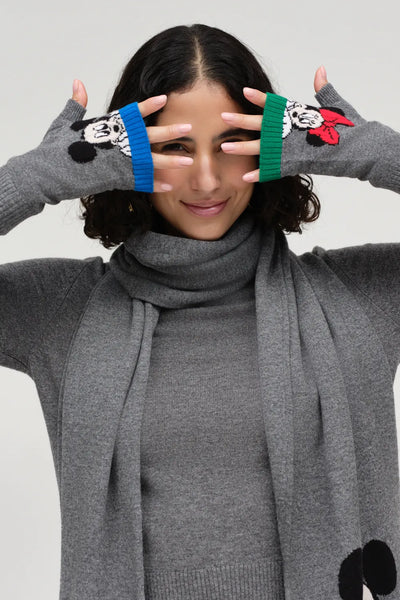 Grey Wool-Cashmere Mickey Fingerless Gloves