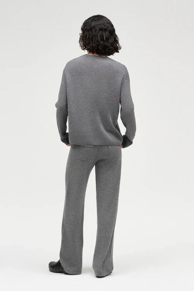 Grey Wool-Cashmere Mickey & Minnie Peek Pocket Sweater
