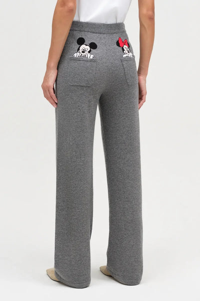 Grey Wool-Cashmere Disney Peek Pocket Wide-Leg Track Pants