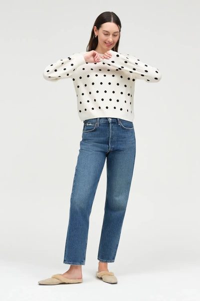 Cream Wool-Cashmere Polka Dot Sweater