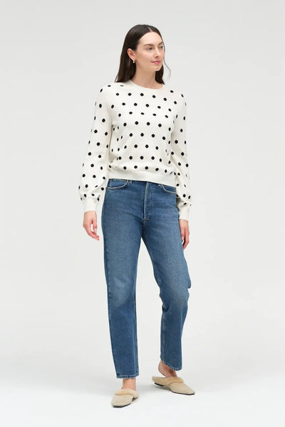 Cream Wool-Cashmere Polka Dot Sweater