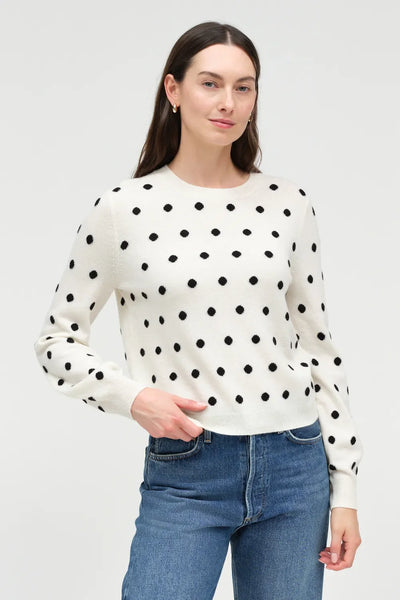 Cream Wool-Cashmere Polka Dot Sweater