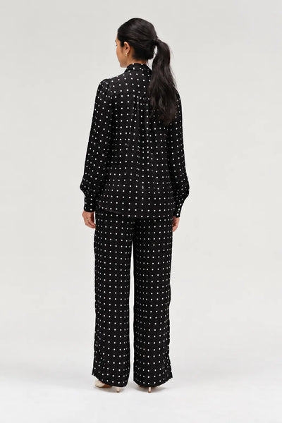 Black Viscose Polka Tie Shirt