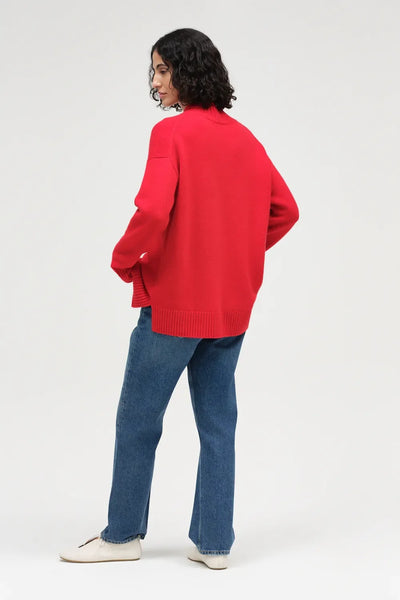 Red Wool-Cashmere Pop Pocket Sweater
