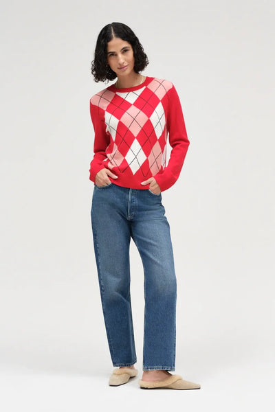 Red Wool-Cashmere Argyle Sweater