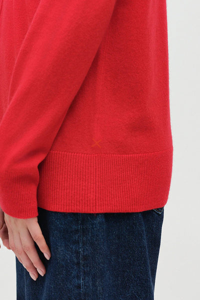 Velvet-Red Wool-Cashmere Slouchy Sweater
