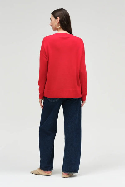 Velvet-Red Wool-Cashmere Slouchy Sweater