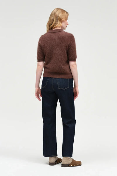 Chocolate Brushed Cashmere Polo Tee