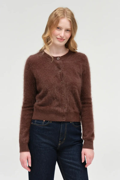 Chocolate Brushed Cashmere Cardigan