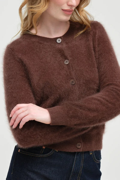 Chocolate Brushed Cashmere Cardigan