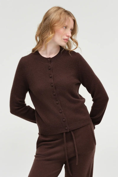 Chocolate Pure Cashmere Camille Cardigan