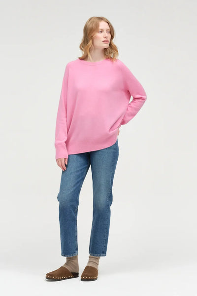 Flamingo-Pink Pure Cashmere Slouchy Sweater