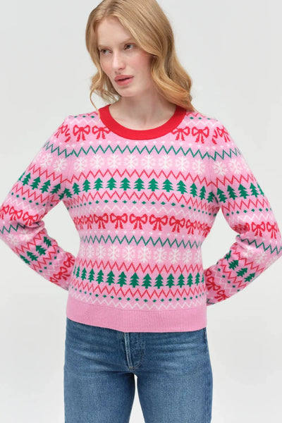 Pink Wool-Cashmere Christmas Fairisle Sweater