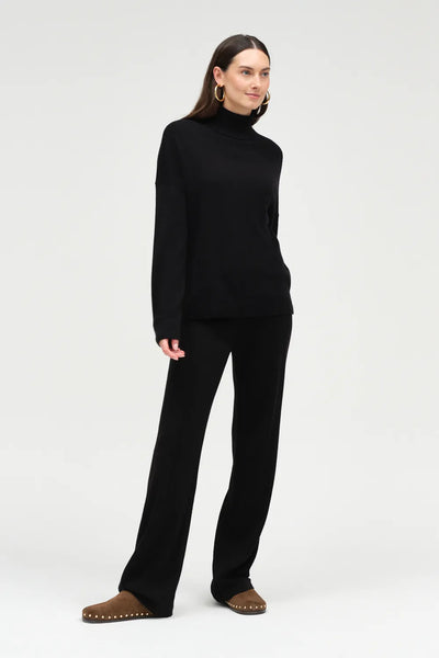 Black Wool-Cashmere Relaxed Rollneck Sweater