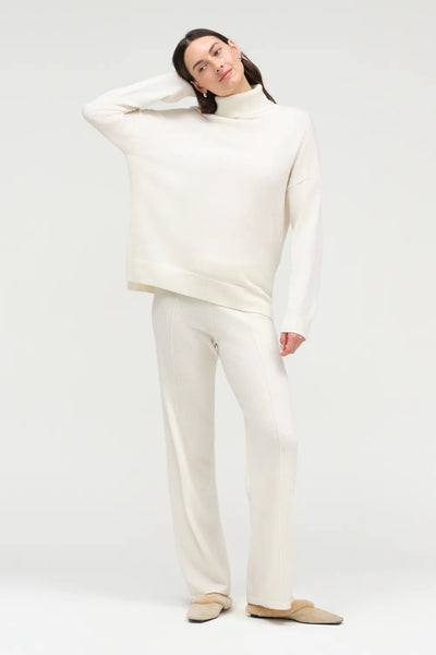Cream Wool-Cashmere Rollneck Sweater