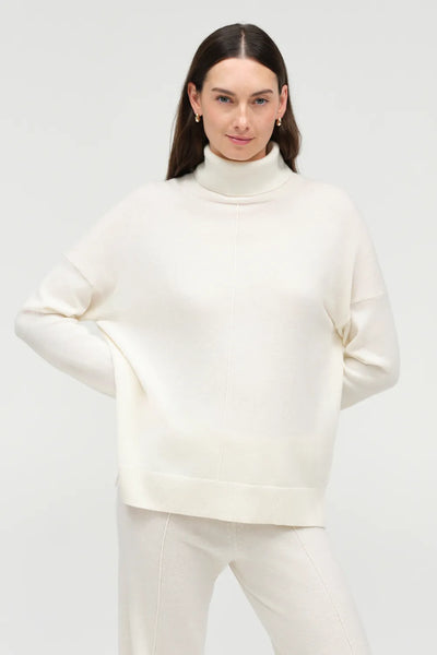 Cream Wool-Cashmere Rollneck Sweater