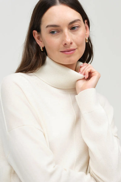 Cream Wool-Cashmere Rollneck Sweater