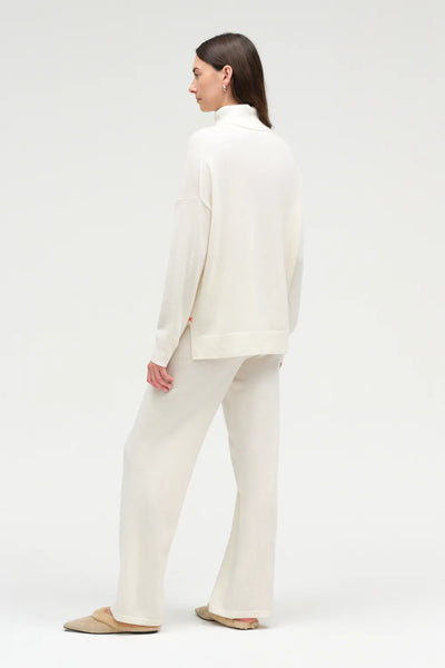 Cream Wool-Cashmere Rollneck Sweater