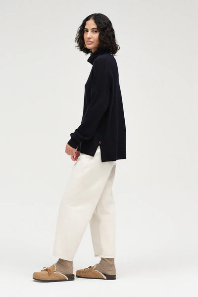 Navy Wool-Cashmere Rollneck Sweater