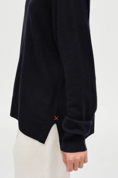 Navy Wool-Cashmere Rollneck Sweater